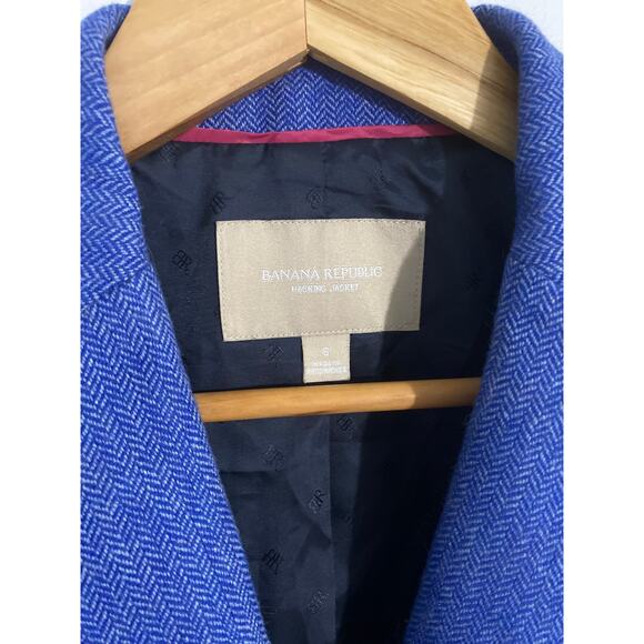 Banana Republic blazer jacket women’s size 6 blue colorblock tweed wool preppy - Picture 3 of 7